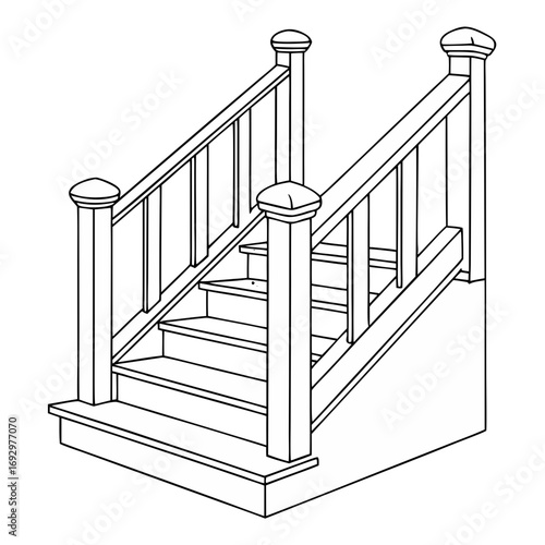 Illustration of a staircase railing, architectural design