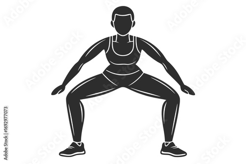 Vector art of woman doing sumo squat exercise for fitness strength training