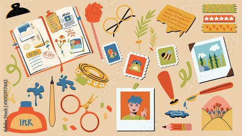 A set of vector illustrations for a diary or a daily planner. Signs, symbols, objects for the planner or organizer