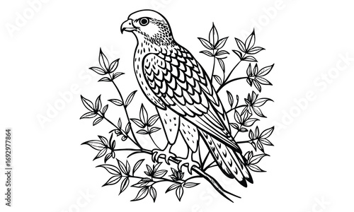Hawk Kids t shirt design silhouette and vector line art, Detailed High-Quality Line Art, Suitable for Adult Coloring Books, Stress Relief, Relaxation, and Printable Art Therapy Projects.