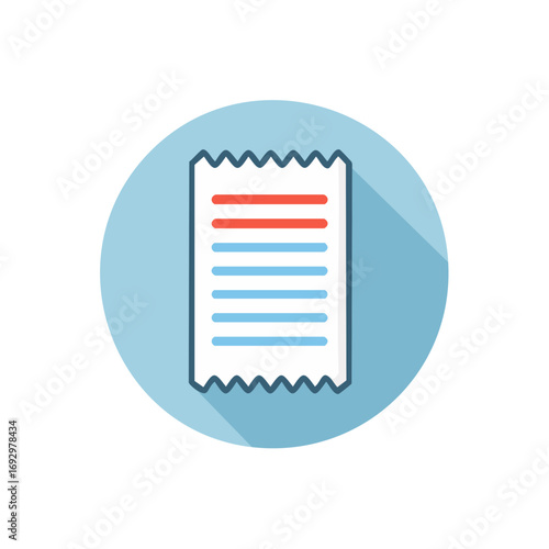 A receipt icon within a blue circle, showcasing a transaction record. It represents business and purchase