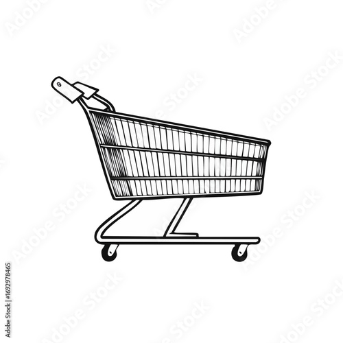 A line drawing of a shopping cart, a simple and clear graphic element