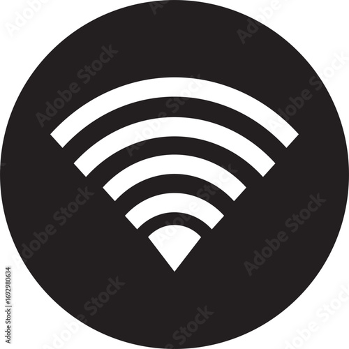 Wifi wireless internet signal flat icon for apps black colour.