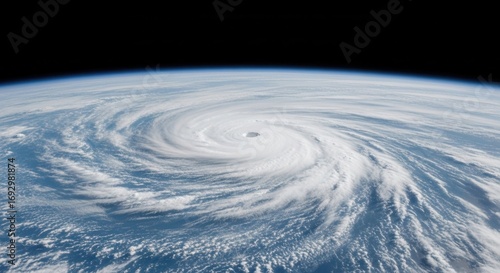 Hurricane from Space: Aerial View of a Powerful Storm Over Earth