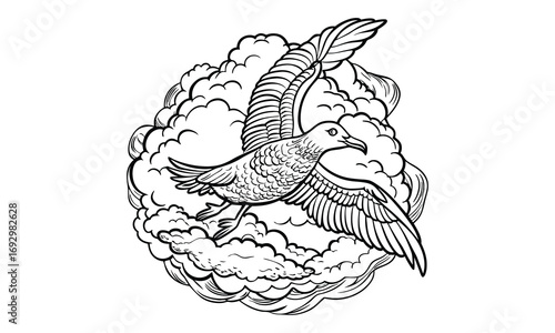 Albatross Kids t shirt design silhouette and vector line art, Detailed High-Quality Line Art, Suitable for Adult Coloring Books, Stress Relief, Relaxation, and Printable Art Therapy Projects.