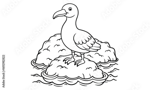 Albatross Kids t shirt design silhouette and vector line art, Detailed High-Quality Line Art, Suitable for Adult Coloring Books, Stress Relief, Relaxation, and Printable Art Therapy Projects.