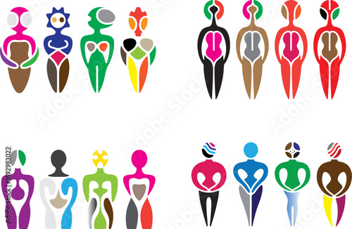 Colorful abstract human figures stylized diverse