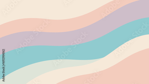 Soft Pastel Wavy Lines Background in Peach, Lavender, and Teal soft colors