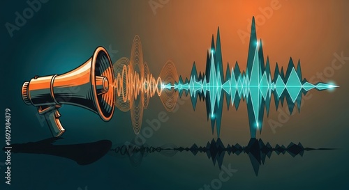 Megaphone Sound Wave Illustration - Audio Technology Concept