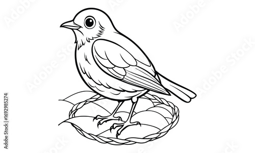 Robin Kids t shirt design silhouette and vector line art, Detailed High-Quality Line Art, Suitable for Adult Coloring Books, Stress Relief, Relaxation, and Printable Art Therapy Projects.