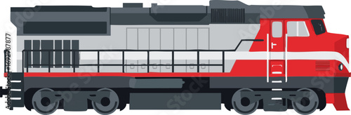 Locomotive Vector Illustration Train Engine Design Transportation Graphic in Red and Gray Modern Style