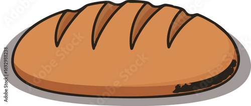 Food Vector Illustration featuring cartoon bread loaf design with orange tones and simple graphics for bakery and food service