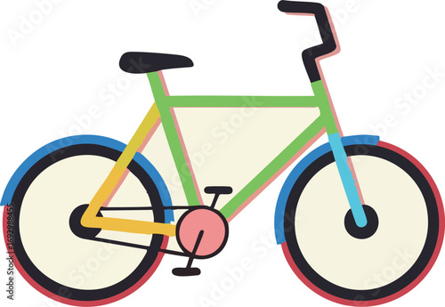 Flat Vector Illustration of a Colorful Bicycle with a Minimalist Geometric Style