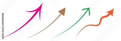 Curve arrows creative art set flat style colorful transparent png