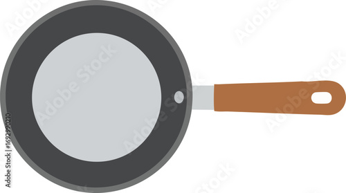 Illustration Vector of Fry Pan Cooking Utensil in Flat Design with Brown Handle for Restaurant or Culinary Arts