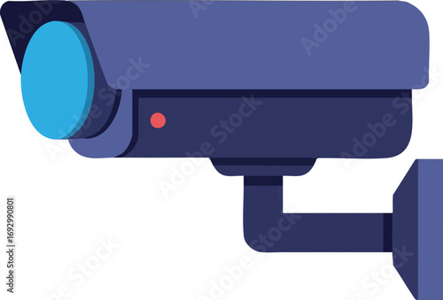 Modern CCTV Camera Vector Icon Security Surveillance Illustration in Blue Colors