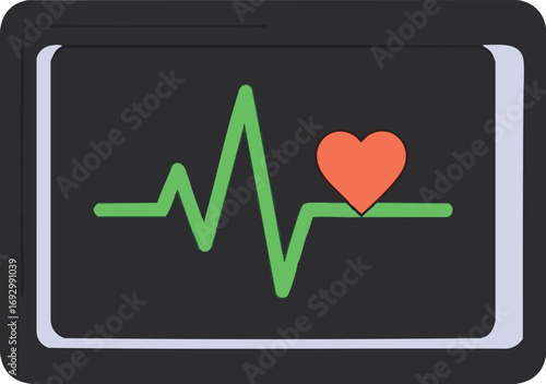 Medical Vector Illustration featuring a heart beat line and heart symbol in modern style