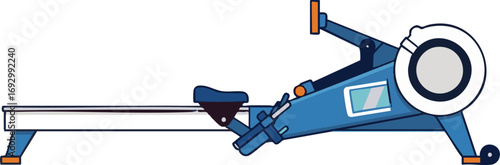 Illustration Fitness Equipment Vector Rowing Machine Exercise Design in Modern Style