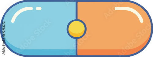 Illustration Vector of Medical Pill in Blue and Orange Cartoon Style