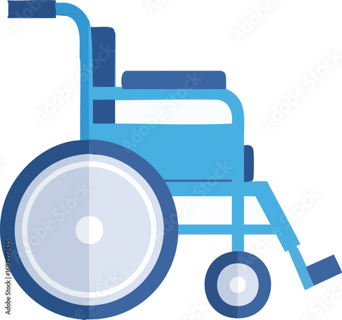 Illustration Vector of a Wheelchair in Blue Geometric Style for Medical Icon Design