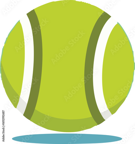 Tennis Ball Vector Illustration with Circular Green Design and White Lines Modern Sport Graphic