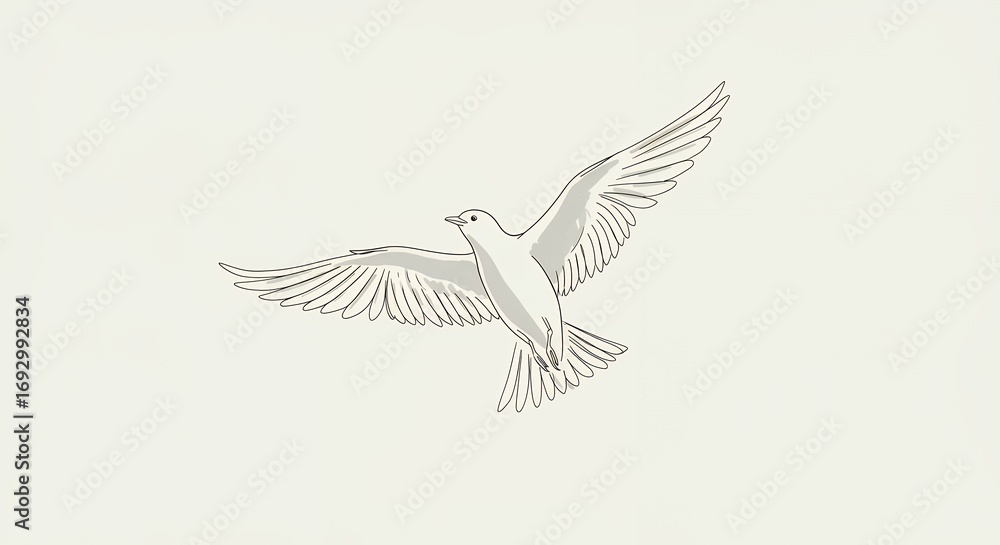 Obraz premium Bird in flight line art