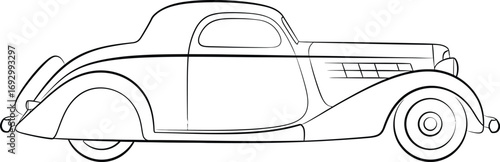 Vintage car outline, showcasing elegant design and timeless appeal isolated on white background
