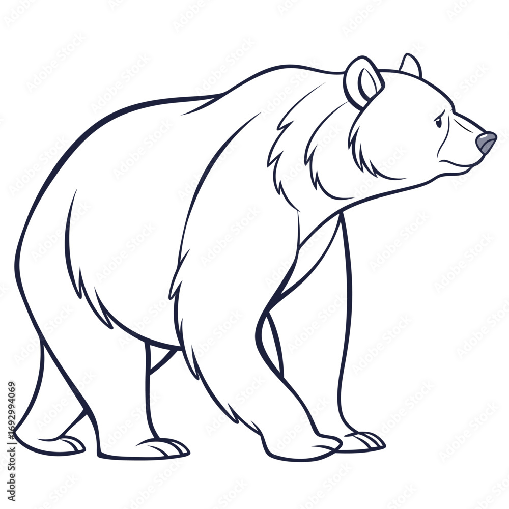 Fototapeta premium polar bear vector illustration, Vector art Design, line art Vector, Black & White bear vector illustrations