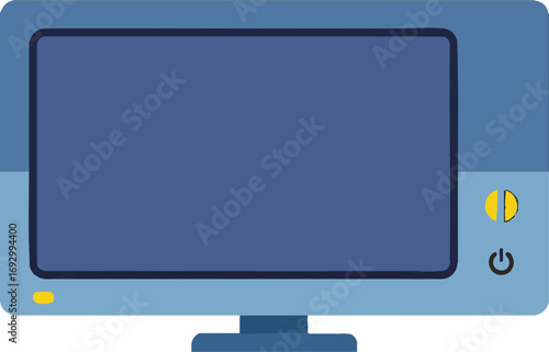 Illustration Vector of Computer Monitor Electronic Device Modern Technology Design Flat Style in Blue Color