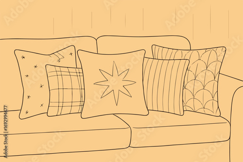sofa with pillows