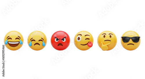 3d expressive emoji collection diverse emotions realistic render
