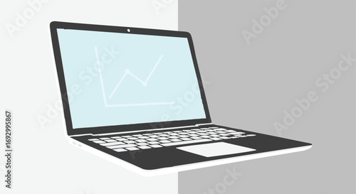 Modern Technology Vector Illustration of Laptop with Graph on Screen for Business and Finance