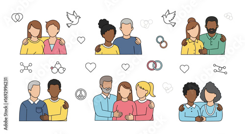 Diverse Couples Celebrating Love and Partnership.