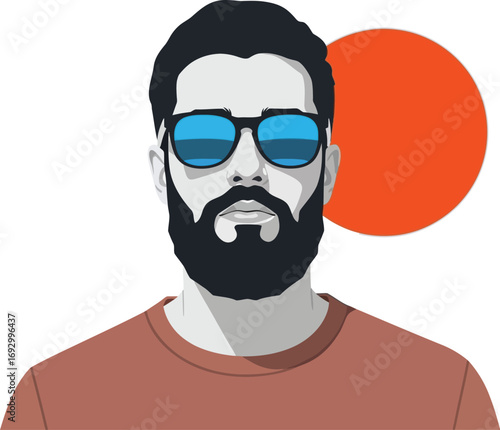 Stylish man with beard and sunglasses on a sunny day