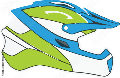 Illustration Vector of Helmet Design with Blue and Green Accent Colors for Sports Modern Style