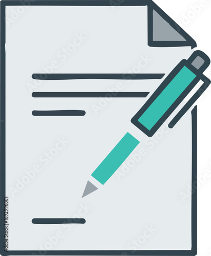 Modern Icon Set Vector of Document with Pen Illustration for Business and Office Design