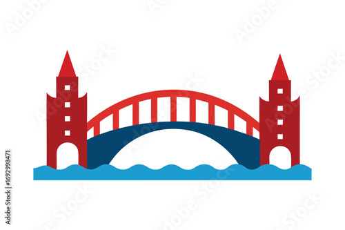 Colorful Sydney harbor bridge vector art illustration