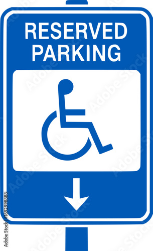 Handicapped reserved parking signs. Wheelchair ramp access sign symbol