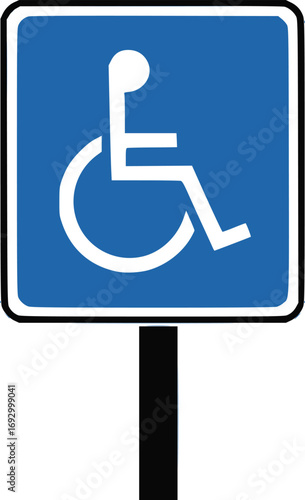 Handicapped reserved parking signs. Wheelchair ramp access sign symbol