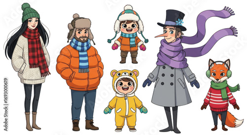3d winter characters collection festive figures for seasonal graphics