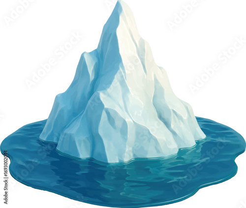 Realistic 3D Glossy Iceberg on Transparent Background