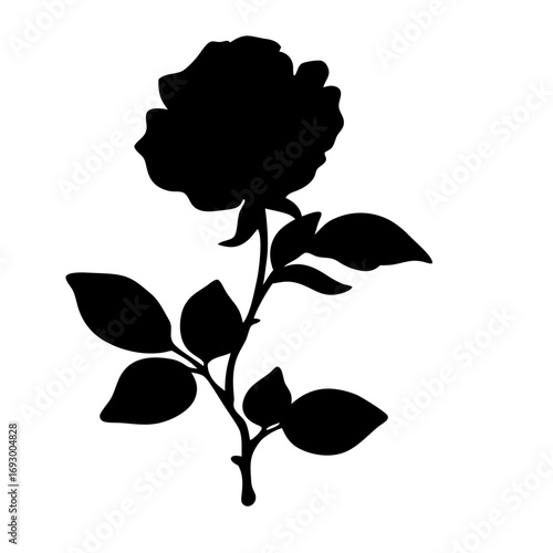 Black rose silhouette vector illustration for floral design projects and graphic design needs