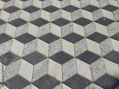 Abstract background. Modern cobblestone pavement closeup
