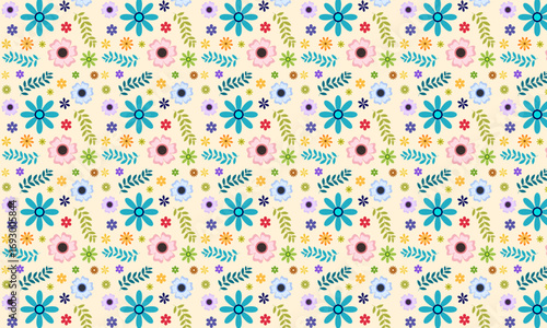 Premium Colorful Seamless Floral Pattern. 
Decorative Hand Drawn Flower Seamless Pattern Background.