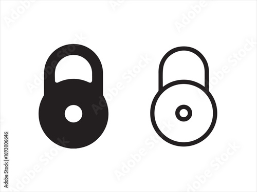 Black and white padlock icon isolated on white background