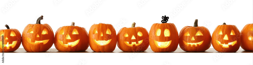 Fototapeta premium Halloween Pumpkins on white 