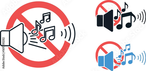 Icon representing no music or sound, indicating silence or a quiet zone.