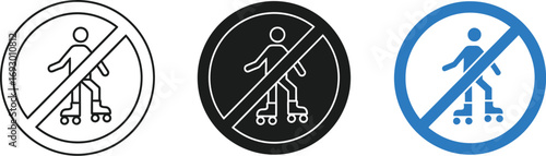 No rollerblading sign, prohibition symbol for roller skaters