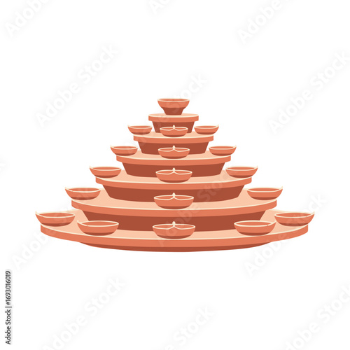 Clay diya stand with multiple tiers