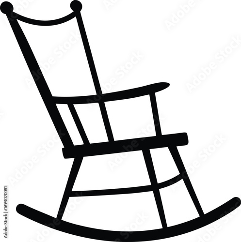 Black rocking chair icon vector